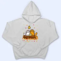 Cat Autumn Fall Leaves Thanksgiving T Shirt