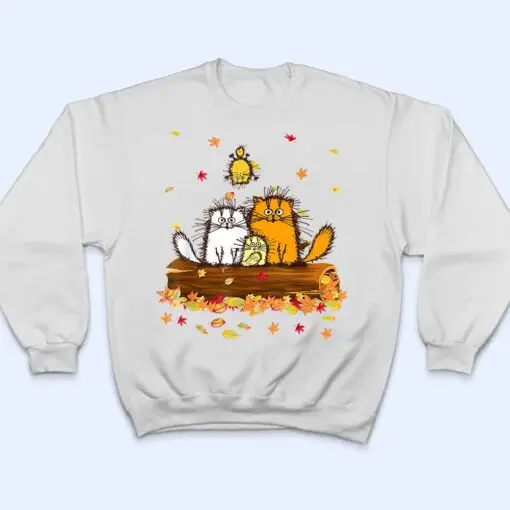 Cat Autumn Fall Leaves Thanksgiving T Shirt