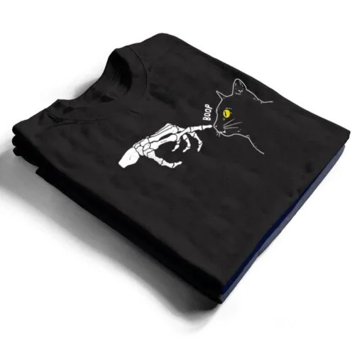 Cat Black Lover Skeleton Hand Boop Funny Halloween T Shirt