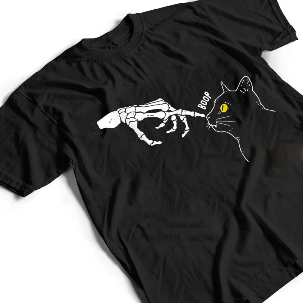 Cat-Black-Lover-Skeleton-Hand-Boop-Funny-Halloween-T-Shirt-2 Cat Black Lover Skeleton Hand Boop Funny Halloween T Shirt
