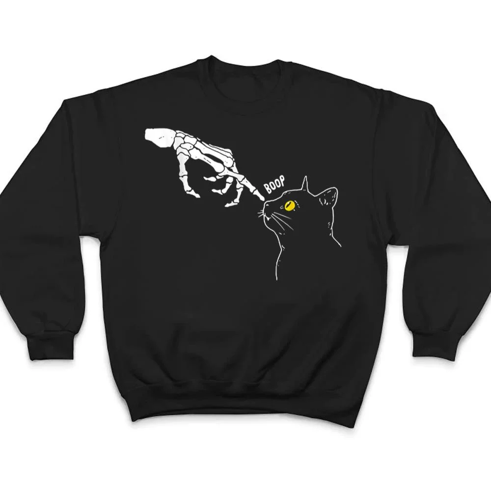Cat-Black-Lover-Skeleton-Hand-Boop-Funny-Halloween-T-Shirt-4 Cat Black Lover Skeleton Hand Boop Funny Halloween T Shirt