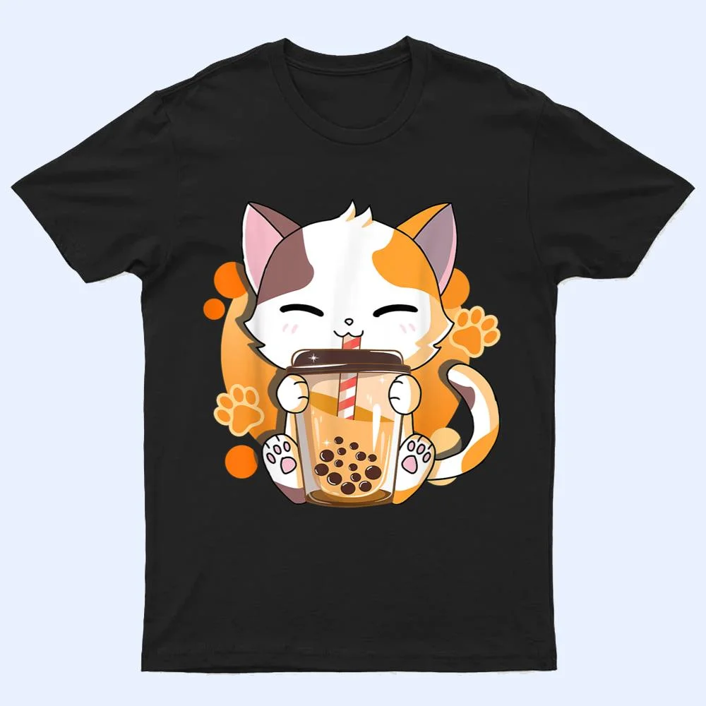Cat Boba Tea Bubble Tea Anime Kawaii Neko for Girls Teenager_3 T Shirt