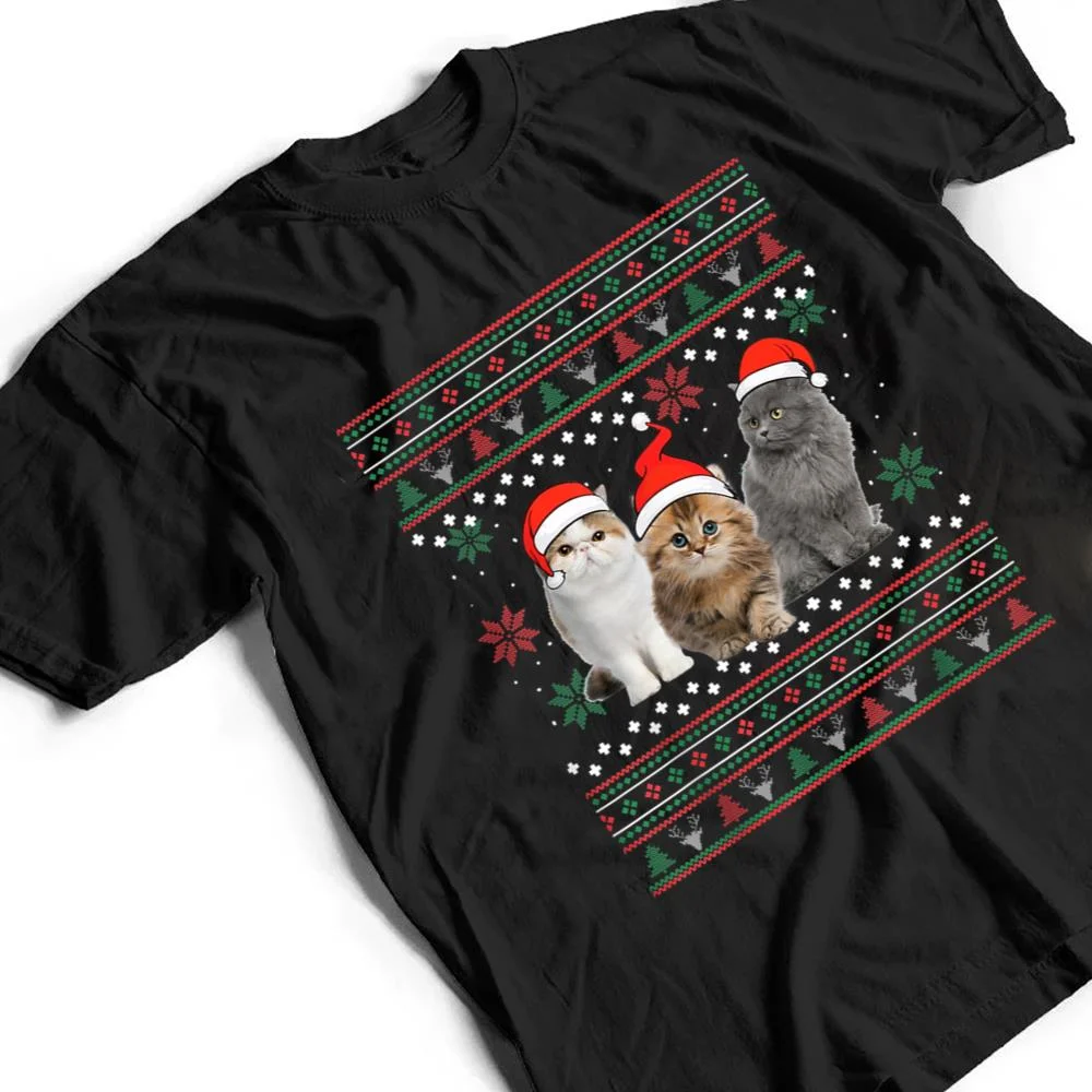 Cat-Christmas-Ugly-Sweater-Santa-Hat-Gifts-For-Cat-Lover-T-Shirt-2 Cat Christmas Ugly Sweater Santa Hat Gifts For Cat Lover T Shirt