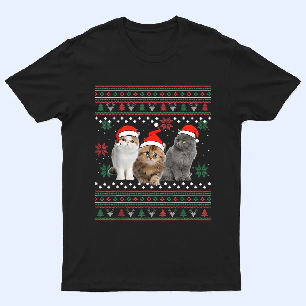 Cat Christmas Ugly Sweater Santa Hat Gifts For Cat Lover T Shirt Cat Christmas Ugly Sweater Santa Hat Gifts For Cat Lover T Shirt