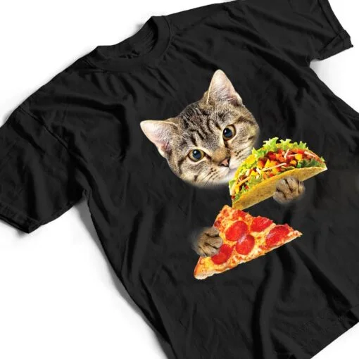 Cat Eating Taco and Pizza , Funny Kitty by Zany Brainy T Shirt