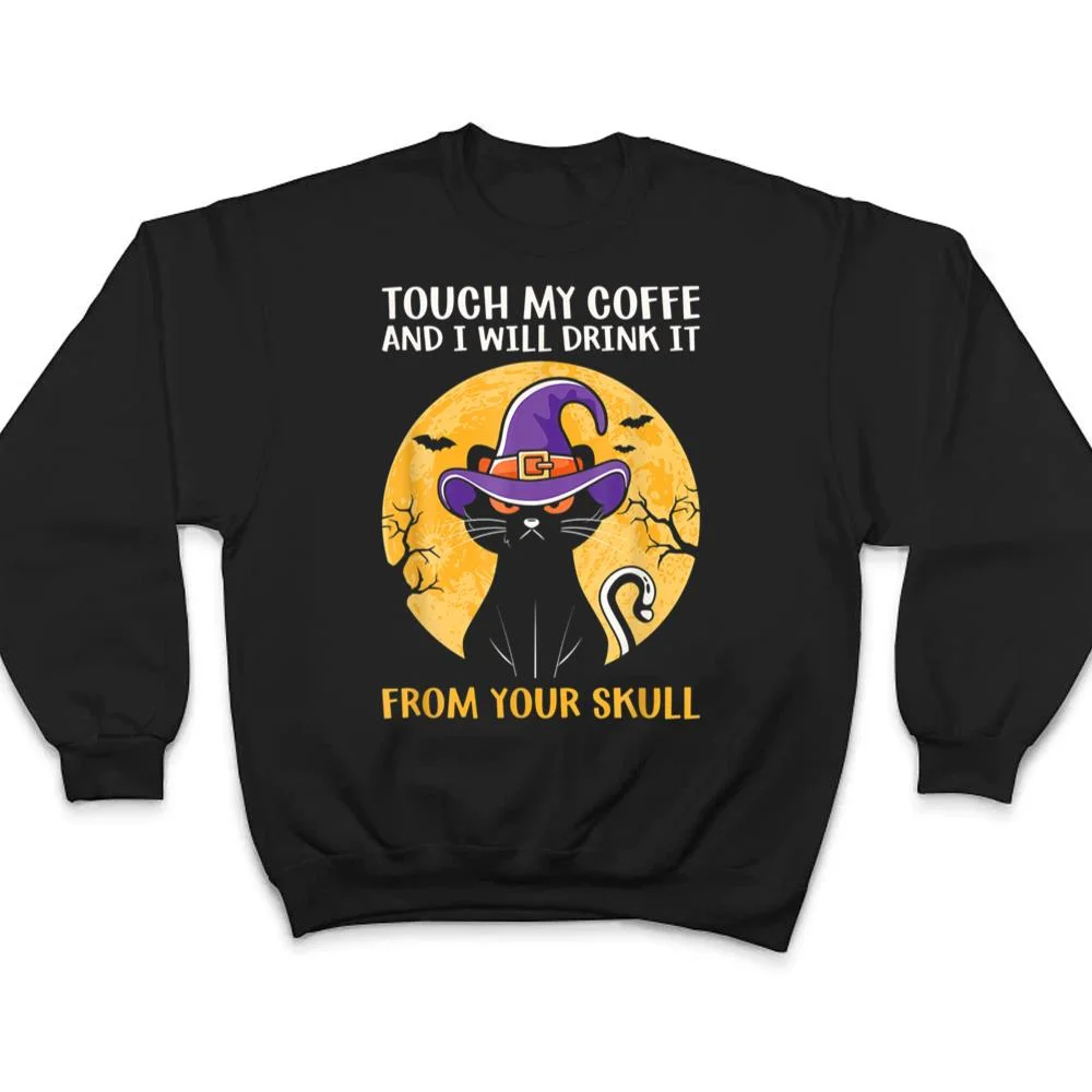 Cat-Funny-Ouch-My-Coffee-And-I-Will-Drink-It-From-Your-Skul-T-Shirt-4 Cat Funny Ouch My Coffee And I Will Drink It From Your Skul T Shirt