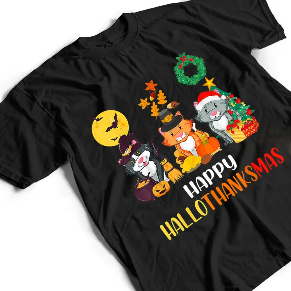 Cat-Halloween-Christmas-Happy-Hallothanksmas-Thanksgiving-T-Shirt-2 Cat Halloween Christmas Happy Hallothanksmas Thanksgiving T Shirt