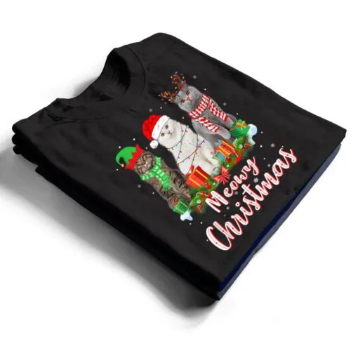 Cat Meowy Family Matching Christmas Pajamas Santa Cats Xmas T Shirt