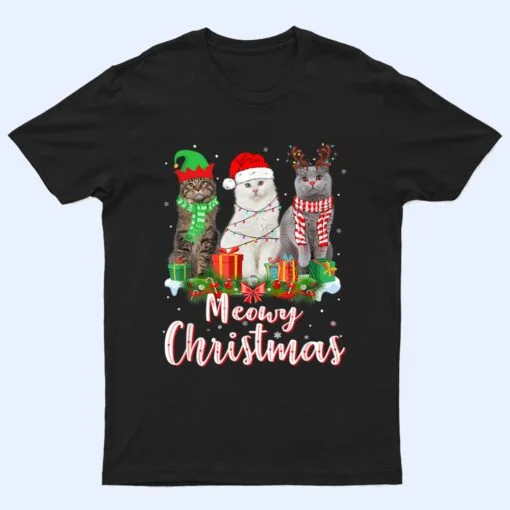 Cat Meowy Family Matching Christmas Pajamas Santa Cats Xmas T Shirt