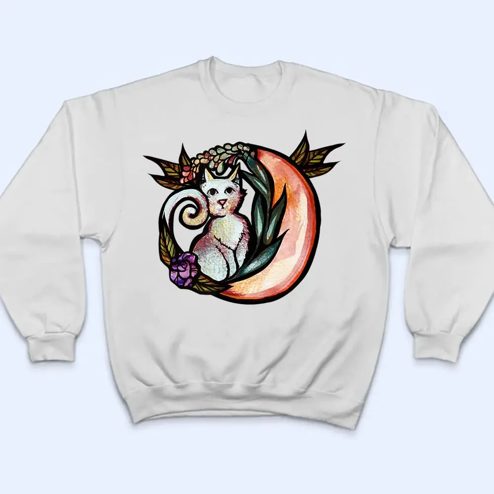 Cat-Moon-Flower-Art-Nature-Kitty-Cats-T-Shirt-4 Cat Moon Flower Art Nature Kitty Cats T Shirt