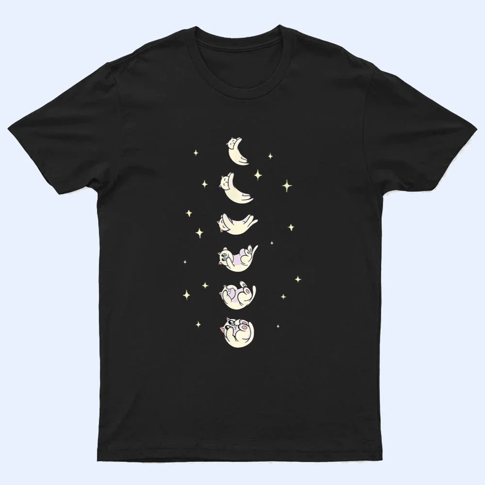 Cat Moon Phases Sleep Position Cute Kitten T Shirt