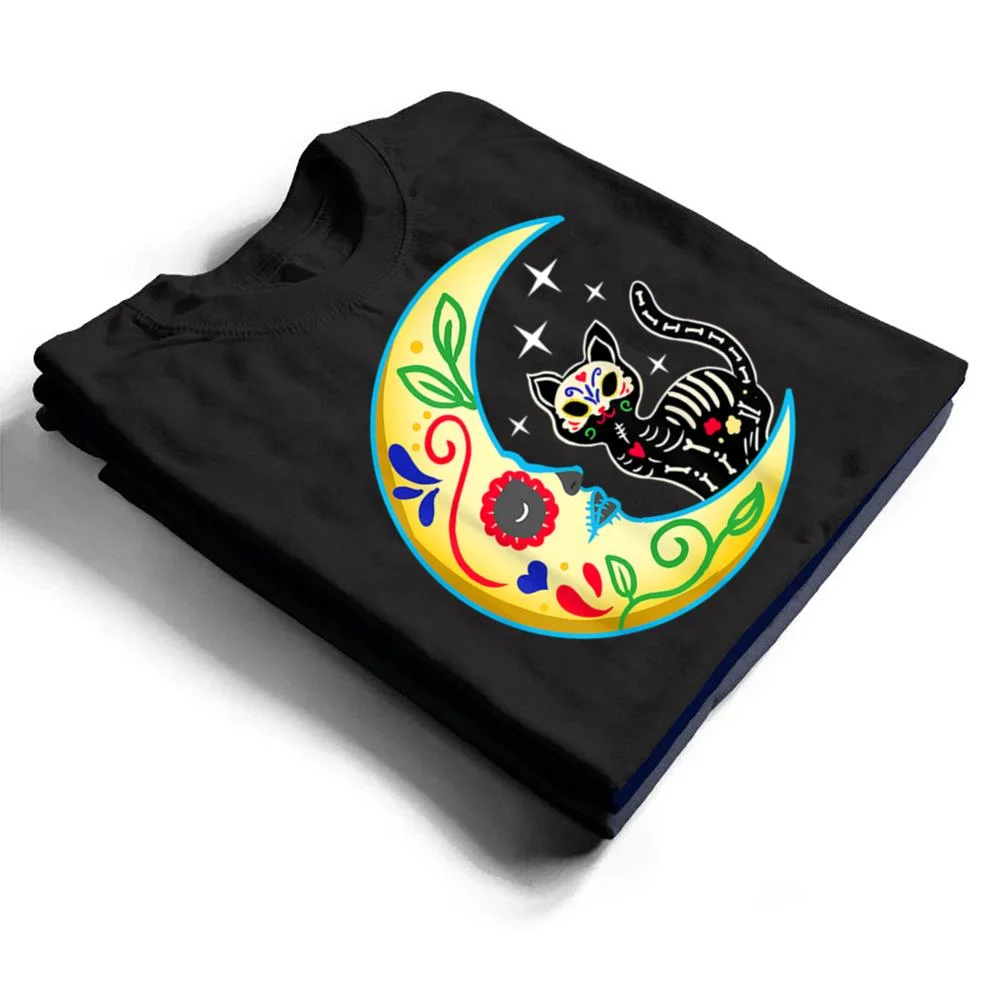 Cat-Moon-Sugar-Skull-Dia-De-Los-Muertos-Day-Of-He-Dead-T-Shirt-1 Cat Moon Sugar Skull Dia De Los Muertos Day Of He Dead T Shirt
