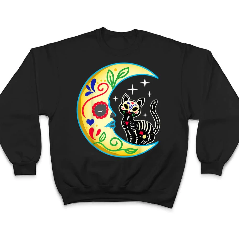 Cat-Moon-Sugar-Skull-Dia-De-Los-Muertos-Day-Of-He-Dead-T-Shirt-4 Cat Moon Sugar Skull Dia De Los Muertos Day Of He Dead T Shirt