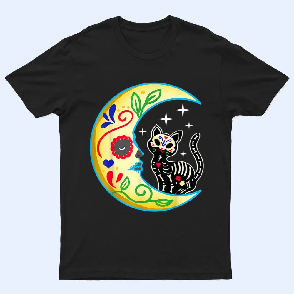 Cat Moon Sugar Skull Dia De Los Muertos Day Of He Dead T Shirt Cat Moon Sugar Skull Dia De Los Muertos Day Of He Dead T Shirt