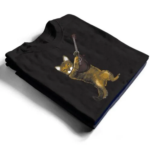 Cat Playing Acoustic Guitar Musician T Shirt