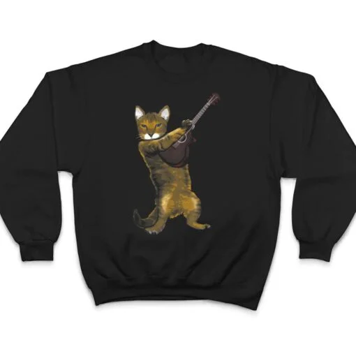 Cat Playing Acoustic Guitar Musician T Shirt