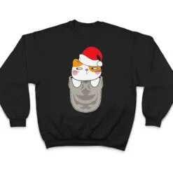 Cat Pocket Santa Hat Christmas Pajama Cute Kitten Xmas T Shirt Cat Pocket Santa Hat Christmas Pajama Cute Kitten Xmas T Shirt