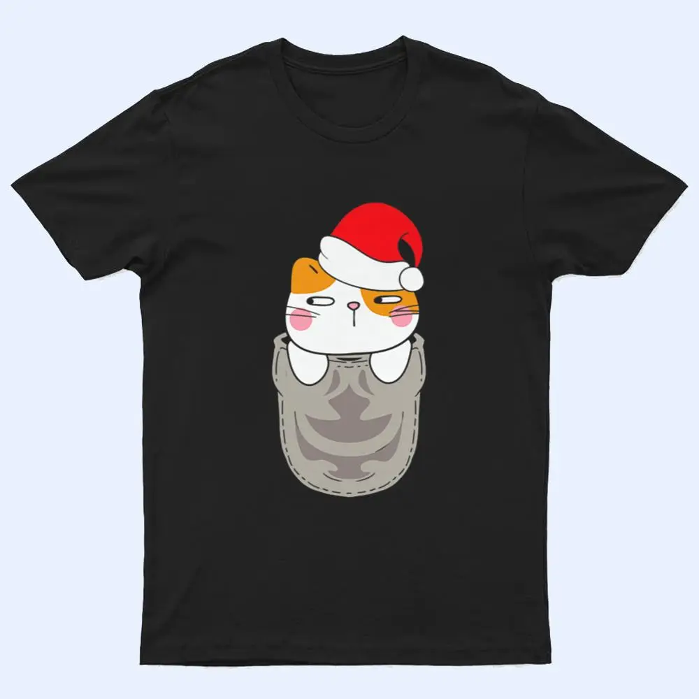 Cat Pocket Santa Hat Christmas Pajama Cute Kitten Xmas T Shirt Cat Pocket Santa Hat Christmas Pajama Cute Kitten Xmas T Shirt