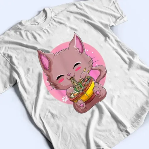 Cat Ramen Kawaii Neko Noodles Bowl Women Girls T Shirt