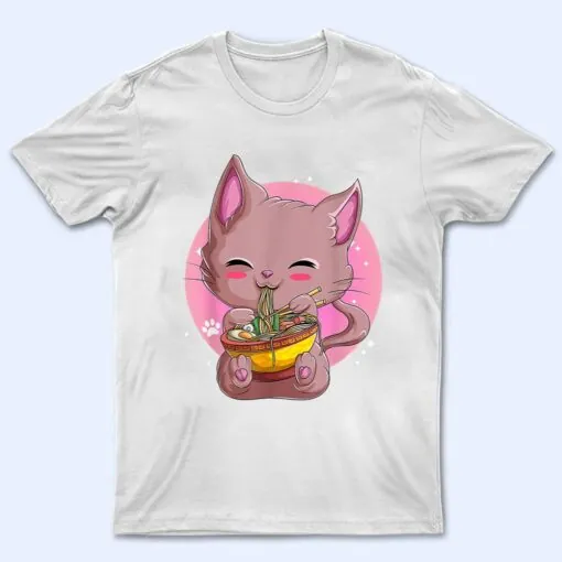 Cat Ramen Kawaii Neko Noodles Bowl Women Girls T Shirt