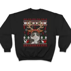 Cat Reindeer Antlers Headband Funny Ugly Christmas Sweater T Shirt