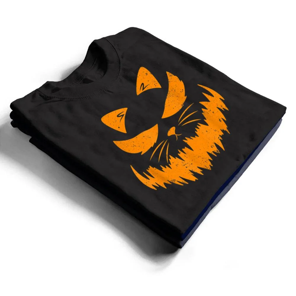 Cat-Scary-Pumpkin-Face-Jack-O-Lantern-Halloween-Costume-T-Shirt-1 Cat Scary Pumpkin Face Jack O Lantern Halloween Costume T Shirt