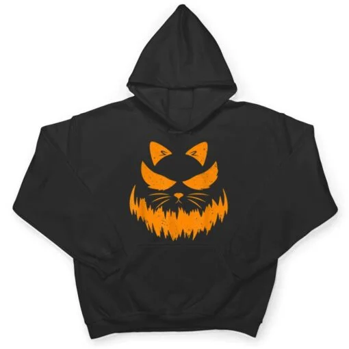 Cat Scary Pumpkin Face Jack O Lantern Halloween Costume T Shirt