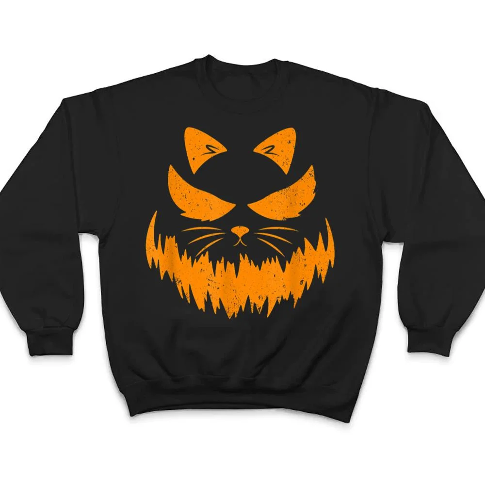 Cat-Scary-Pumpkin-Face-Jack-O-Lantern-Halloween-Costume-T-Shirt-4 Cat Scary Pumpkin Face Jack O Lantern Halloween Costume T Shirt
