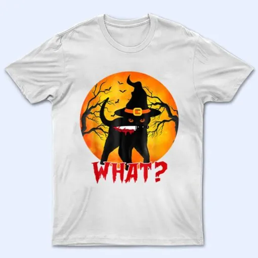 Cat What Funny Cat Holding Knife Funny Costume T Shirt