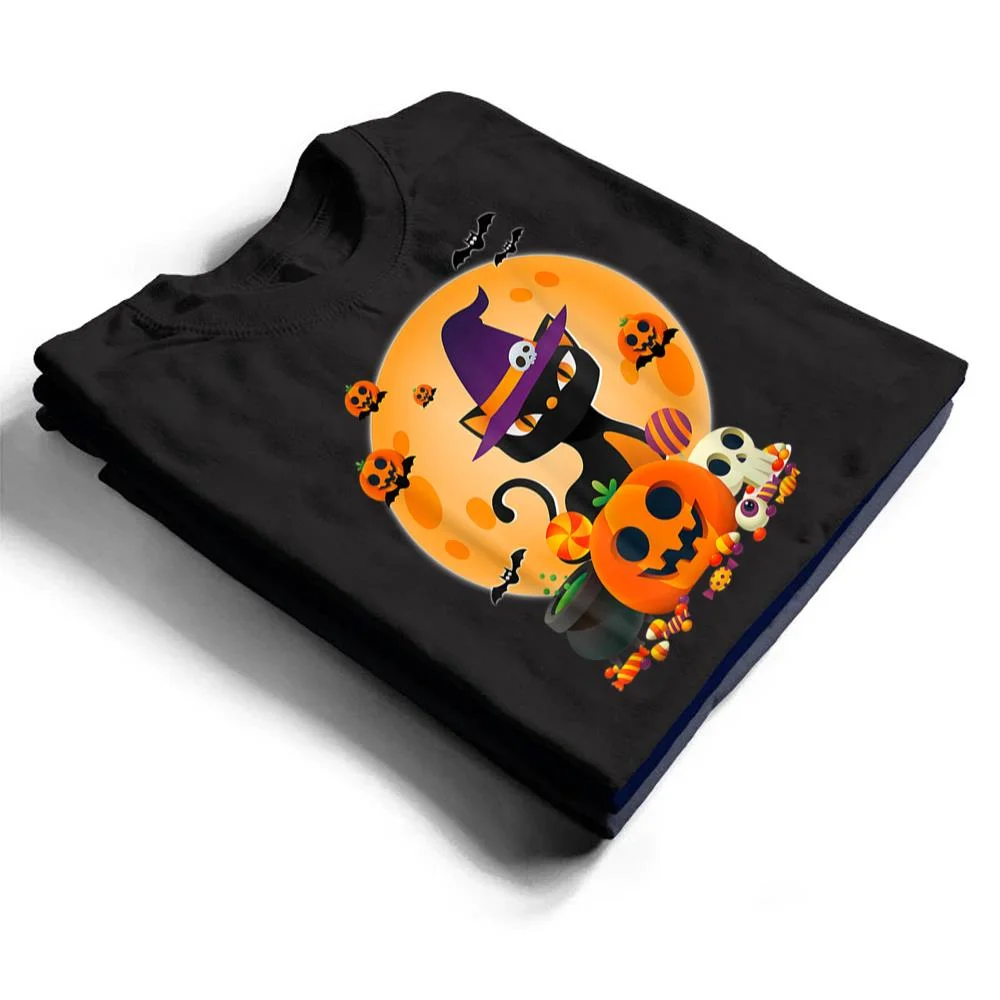 Cat-With-Witch-Hat-Pumpkin-Bat-Moon-Cat-Funny-Halloween-T-Shirt-1 Cat With Witch Hat Pumpkin Bat Moon Cat Funny Halloween T Shirt