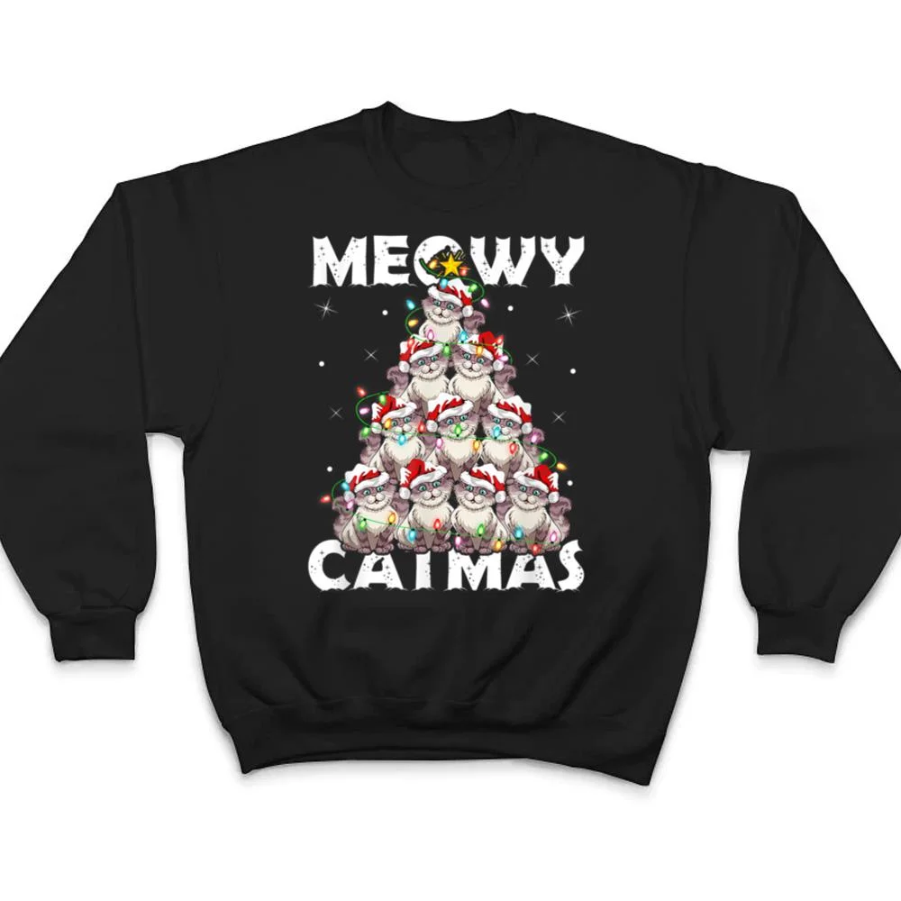 Cat Xmas Lights Santa Meowy Catmas Cat Christmas Ree T Shirt