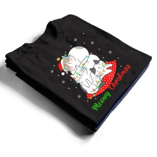 Cat Xmas Ree Lights Santa Cat Christmas T Shirt