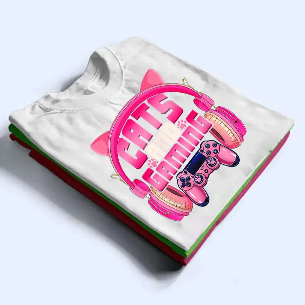 Cats-And-Gaming-Funny-Cat-Lover-Gaming-Gifts-Teens-Girls-T-Shirt-1 Cats And Gaming Funny Cat Lover Gaming Gifts Teens Girls T Shirt