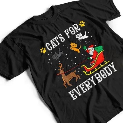 Cats For Everybody Santa Funny Christmas PJs Xmas Women T Shirt