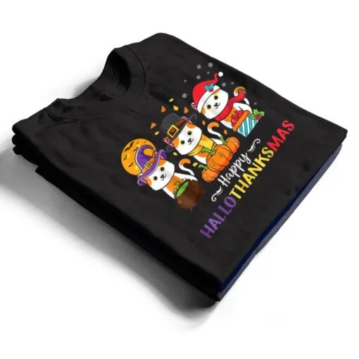 Cats Happy HalloThanksMas T Shirt