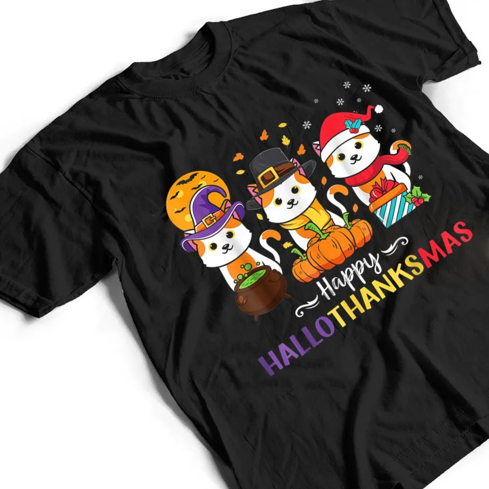 Cats-Happy-HalloThanksMas-T-Shirt-2 Cats Happy HalloThanksMas T Shirt