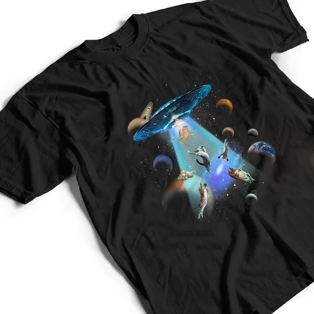 Cats-UFO-Funny-Flying-Kitten-Spaceship-Alien-Lover-Novelty-T-Shirt-2 Cats UFO Funny Flying Kitten Spaceship Alien Lover Novelty T Shirt