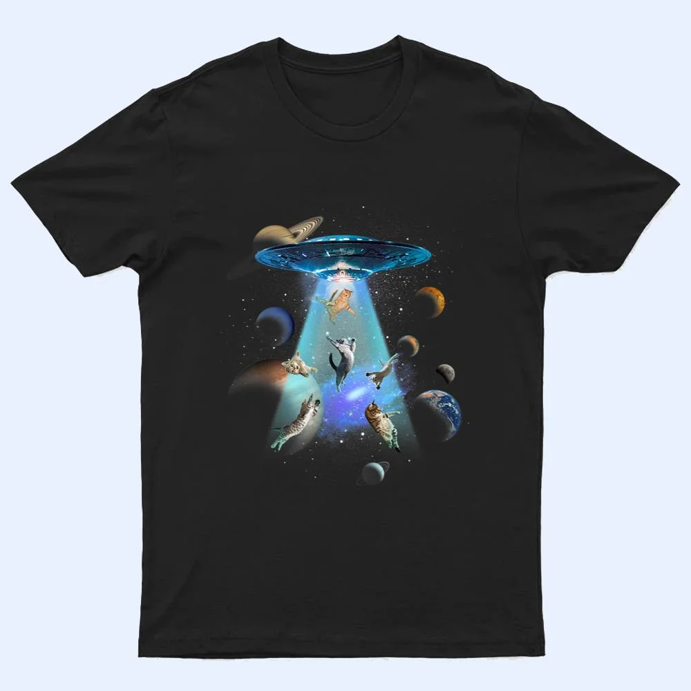Cats UFO Funny Flying Kitten Spaceship Alien Lover Novelty T Shirt Cats UFO Funny Flying Kitten Spaceship Alien Lover Novelty T Shirt