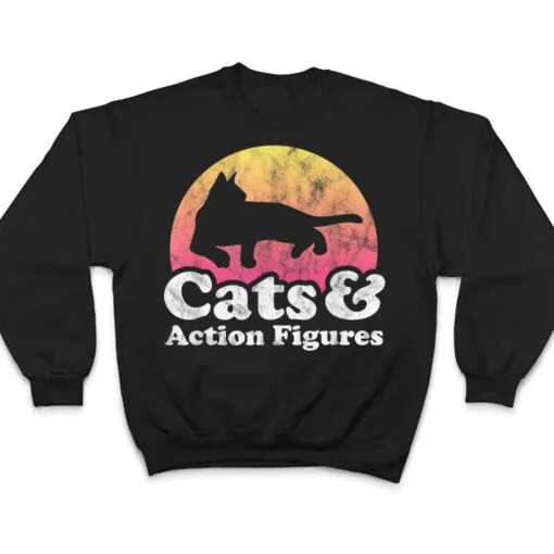 Cats and Action Figures Mens or Womens Cat and Action Figure T Shirt