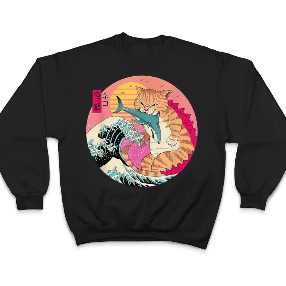 Catzilla-Vintage-Cute-Cat-Art-Japanese-Cat-Lover-For-Girls-T-Shirt-4 Catzilla Vintage Cute Cat Art Japanese Cat Lover For Girls T Shirt