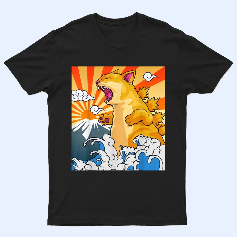 Catzilla Vintage Kawaii Cute Cat Art Japanese Sunset T Shirt Catzilla Vintage Kawaii Cute Cat Art Japanese Sunset T Shirt