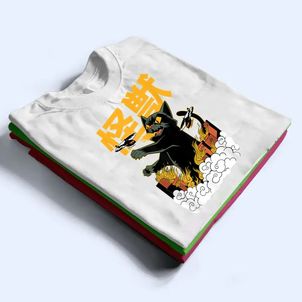 Catzilla-vs-Kaiju-Vintage-Funny-Cute-Cat-Art-Japanese-Sunset-T-Shirt-1 Catzilla vs Kaiju Vintage Funny Cute Cat Art Japanese Sunset T Shirt