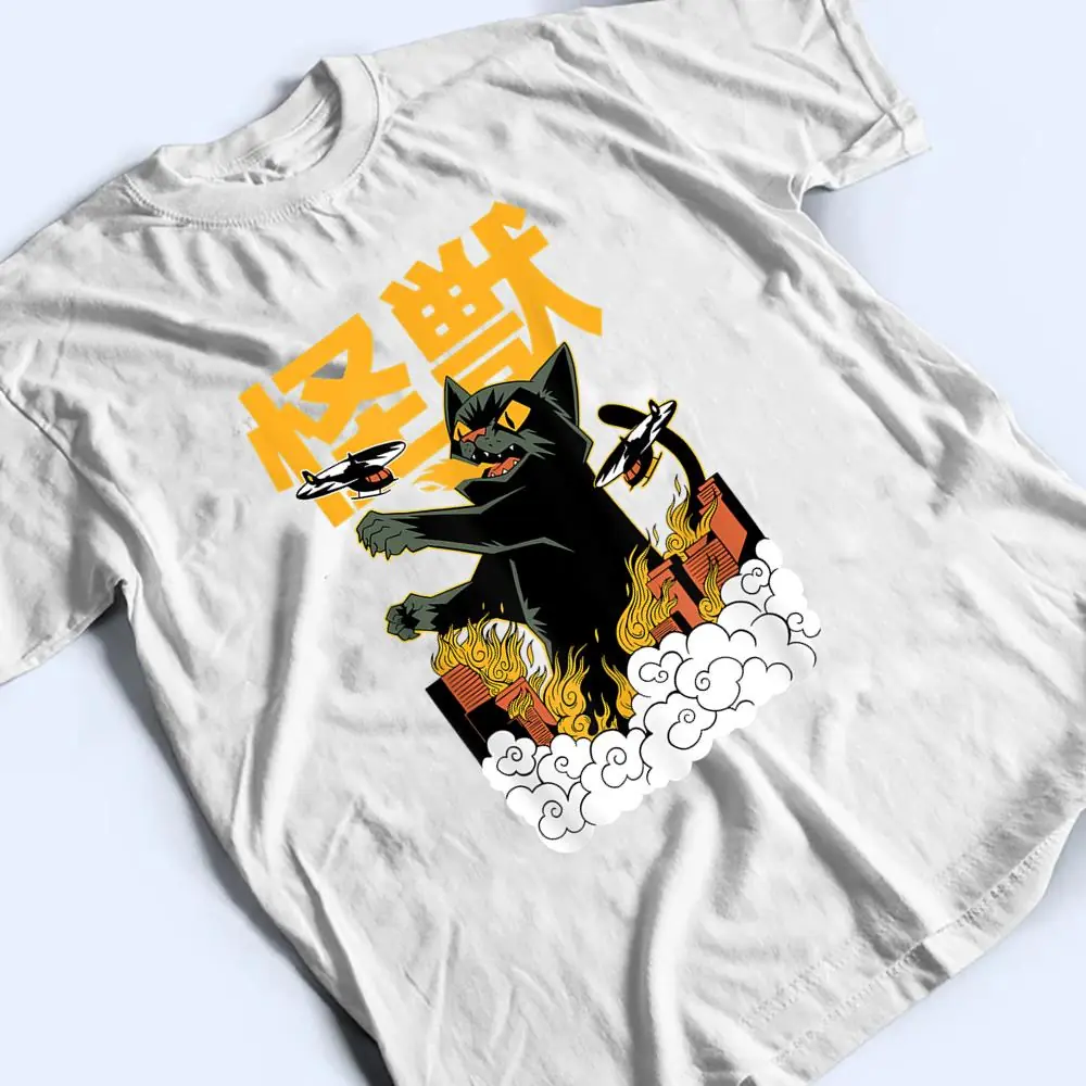 Catzilla-vs-Kaiju-Vintage-Funny-Cute-Cat-Art-Japanese-Sunset-T-Shirt-2 Catzilla vs Kaiju Vintage Funny Cute Cat Art Japanese Sunset T Shirt