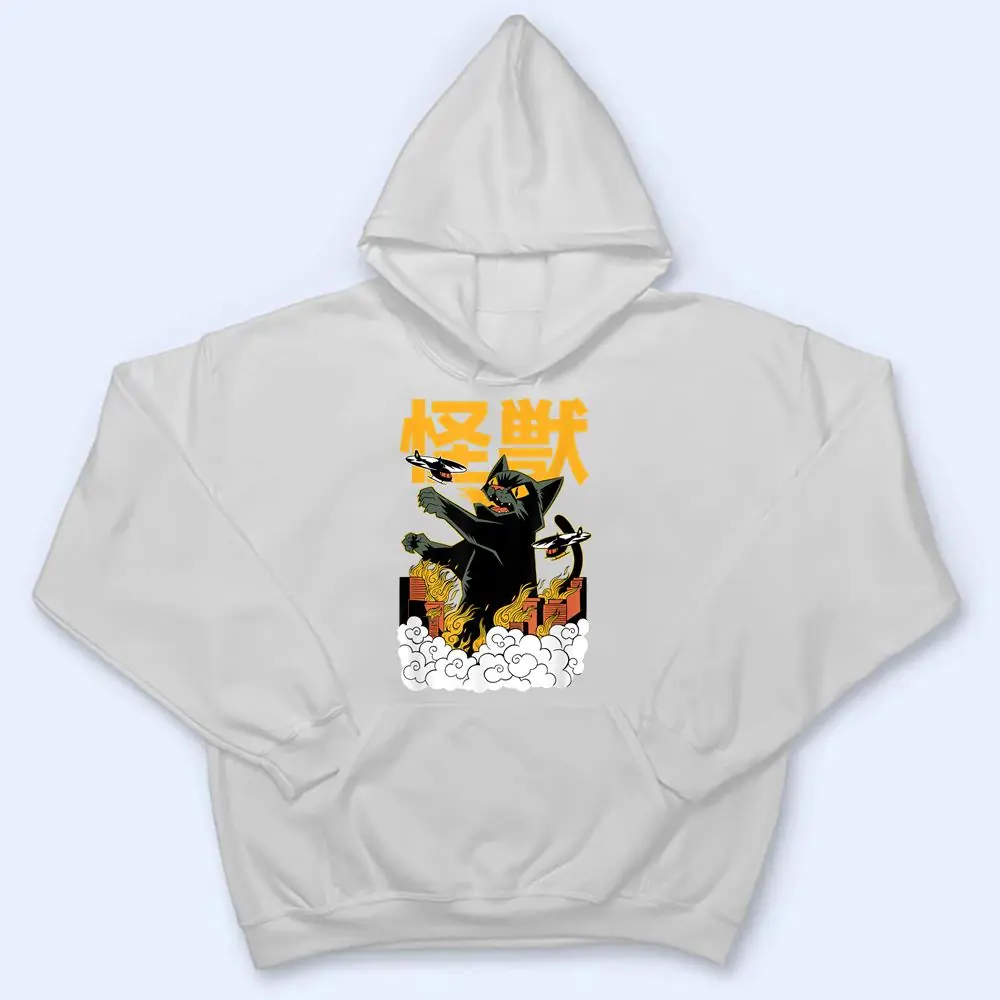 Catzilla-vs-Kaiju-Vintage-Funny-Cute-Cat-Art-Japanese-Sunset-T-Shirt-3 Catzilla vs Kaiju Vintage Funny Cute Cat Art Japanese Sunset T Shirt