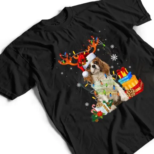 Cavalier King Charles Spaniel Christmas Reindeer Santa Dog T Shirt