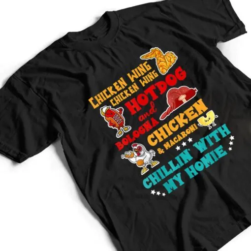 Chicken Wing Hot Dog And Bologna Chicken & Macaroni Design T Shirt