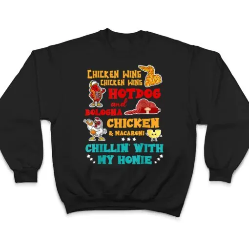 Chicken Wing Hot Dog And Bologna Chicken & Macaroni Design T Shirt