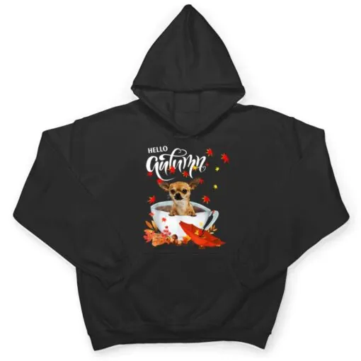 Chihuahua Autumn Dog And Coffee Fall Thanksgiving Chihuahua T Shirt