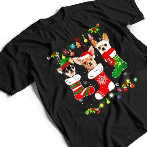 Chihuahua Christmas Lights Gift Funny Xmas Dog Lover T Shirt