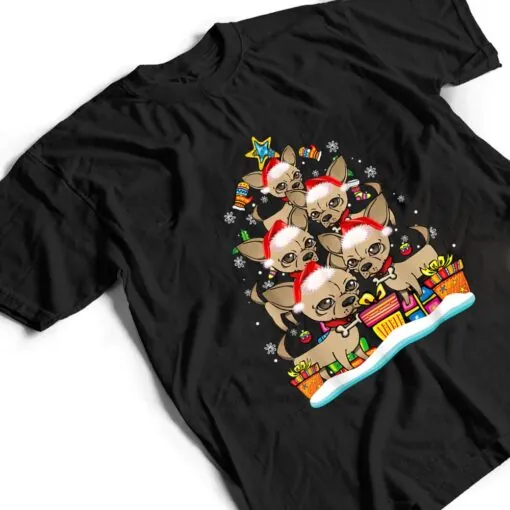 Chihuahua Christmas Tree Ornament Santa Hat Dog Lover Xmas T Shirt